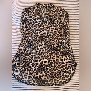 XL Boutique Leopard High Low Stretch 3/4 Sleeve Top